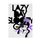 loveclonesのLAZY DAY SLOOPY GIRL 0574 ブラックフーディー女子 エロポップ ロゴ Stickable Poster