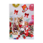 柴犬グッズ専門店 あられ堂の柴犬 MARRY CHRISTMAS ! 赤いリボン Stickable Poster