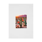 ワンダーワールド・ワンストップの夕暮れの砂漠に咲く多彩なサボテン④ 吸着ポスター