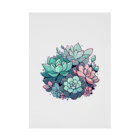 わんにゃんsucculentの多肉植物のイラスト Stickable Poster