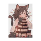 シロクマペンギンのネコちゃんとチョコレートケーキ Stickable Poster