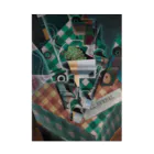 世界美術商店の縞模様のテーブルクロスのある静物画 / Still Life with Checked Tablecloth Stickable Poster