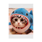 アニマルグッズストア　OPIの鮫の着ぐるみを着た猫 Stickable Poster