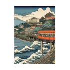 日本の風景 COOL JAPANの富士山と海と電車　Mt.Fuji and Shonan Enoden Stickable Poster