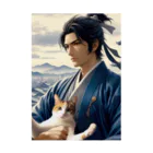 猫好き Japanの猫好きな武士 Stickable Poster