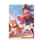 推しの美少女とアイドルの桜の中を犬と走る女の子 Stickable Poster