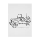 ファンシーTシャツ屋のJeep イラスト ライン画 Stickable Poster