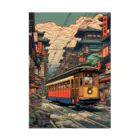 日本の風景 COOL JAPANの日本の風景:街中走る路面電車、Japanese senery:Tram in the city Stickable Poster