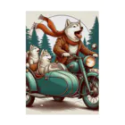 シマのバイクに乗る狼の親子 Stickable Poster