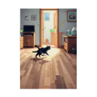 三毛猫shopの部屋を走る猫 吸着ポスター