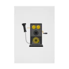 illust_designs_labのレトロな片耳受話器の片耳受話器の壁掛け電話（デルビル磁石式電話機）のイラスト  黒 受話器外しver Stickable Poster