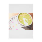 Prism coffee beanの【ラテアート】桜と白猫の抹茶ラテアート Stickable Poster