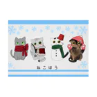 ねこほうチャンネル公式グッズの冬ねこほう４匹集合 Stickable Poster :horizontal position