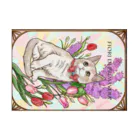 Ａｔｅｌｉｅｒ　Ｈｅｕｒｅｕｘの春の花々と猫　Fiori di Primavera Ⅲ Stickable Poster :horizontal position