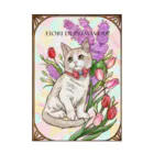 Ａｔｅｌｉｅｒ　Ｈｅｕｒｅｕｘの春の花々と猫　Fiori di Primavera Ⅲ 吸着ポスター