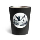 moontajの鶴と仏塔と富士～japan Thermo Tumbler