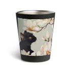 おちょぴの白木蓮と黒猫 Thermo Tumbler