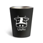 MrKShirtsのUshi (牛) 白デザイン Thermo Tumbler