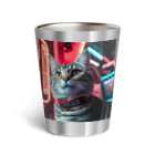 ネオンストリートANIMALのアメリカンショートヘア#4【ネオンストリートcat】 Thermo Tumbler