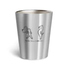 すぐる画伯の猫背のイヌとハト胸のネコ Thermo Tumbler