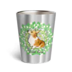 犬グッズの店しえるぶるーのコーギー　シロツメクサのリース Thermo Tumbler