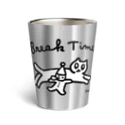 天明幸子　SUZURI  オフィシャルショップの"Break Time"黒×白 Thermo Tumbler