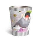 KINAKOLab@SUZURIの文鳥と桜 Thermo Tumbler