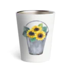 Fred HorstmanのWatering bucket and sunflowers  じょうろ と ひまわり サーモタンブラー