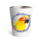 mariechan_koboの019 コガネメキシコインコ③ 紫陽花リース Thermo Tumbler