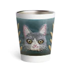 juichi_sewingの手刺繍ハチワレねこ Thermo Tumbler