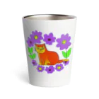 宇宙猫の花と猫 Thermo Tumbler