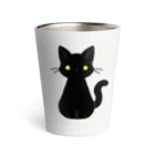 nekono0mimozaのシンプルな金眼の黒猫さん サーモタンブラー