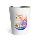 dolphineの上目遣いで見上げるrainbow cute cat Thermo Tumbler