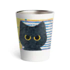 くろだまやさんの黒猫くろだまの手縫いアップリケ風 Thermo Tumbler