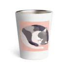 銀の時の寝ている猫のイラスト Thermo Tumbler