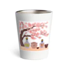 無類の酒好きの桜の下で花見酒 Thermo Tumbler