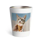 猫雑貨屋　ねこまろのアイスにかぶりつく猫 Thermo Tumbler