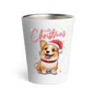 Design_Lab_Lycorisのキラキラと降る雪に心を躍らせるクリスマスコーギー Thermo Tumbler