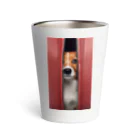 YUTO1126のジッパーから覗く犬 Thermo Tumbler