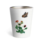 Saza-nami Antique designの花と蝶 Thermo Tumbler