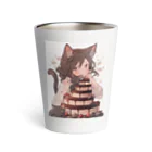 シロクマペンギンのネコちゃんとチョコレートケーキ Thermo Tumbler