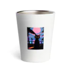 幸運のしっぽのドット黒猫さん Thermo Tumbler