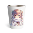 推しの美少女とアイドルのマフラー姿の女の子 Thermo Tumbler