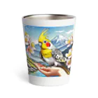 Paonのズーのオカメインコと山景色 Thermo Tumbler