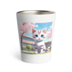 yoiyononakaの春と桜と虎縞白猫06 Thermo Tumbler