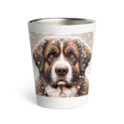 Ama'sの雪の中しかめっ面の犬さん Thermo Tumbler