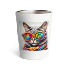 だんのんのカラフルメガネをかけた猫 Thermo Tumbler