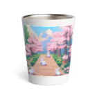 ruiruirのドット絵　子うさぎ　春のお散歩 Thermo Tumbler