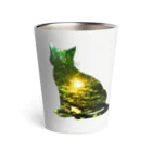 猫との風景の深い森と猫002 Thermo Tumbler