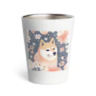 Grazing Wombatの日本画風、柴犬と桜２-Japanese-style painting of a Shiba Inu with cherry blossoms 2 Thermo Tumbler